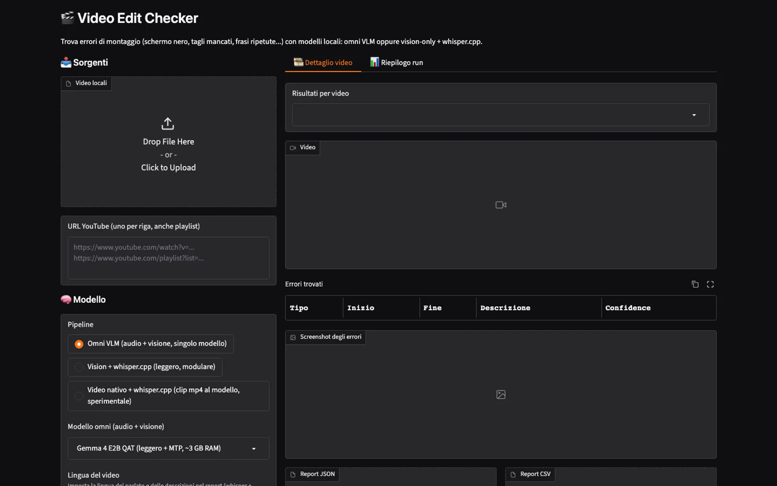 Video Edit Checker local multimodal analysis interface